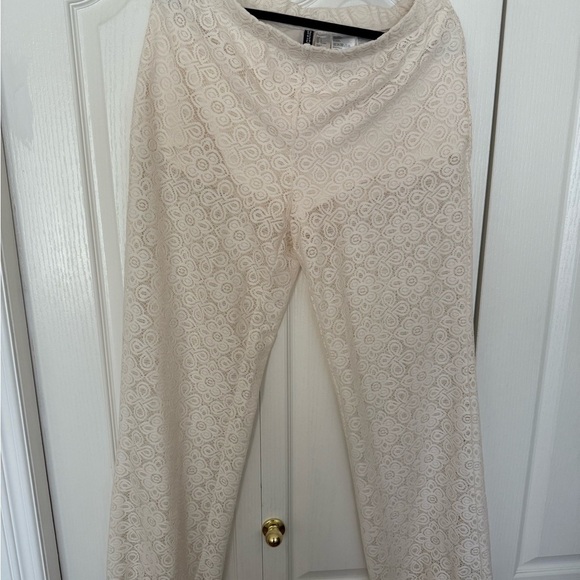 H&M Premium | Cream lace fringe matching pant & tunic set size large brand new - Picture 4 of 8